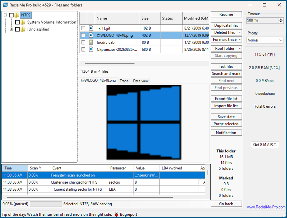 all files recovered before editing the MFT records