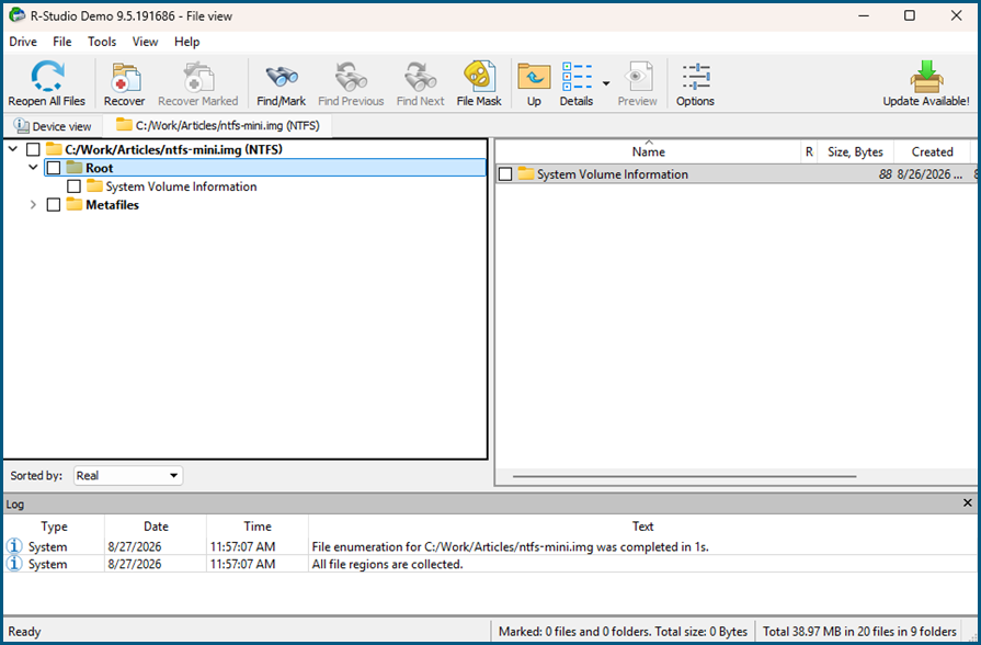R-Studio and UFS Explorer show the same result