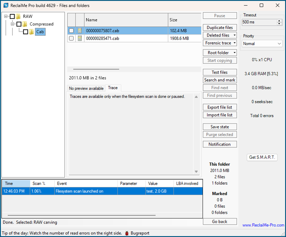 btrfs recovery results